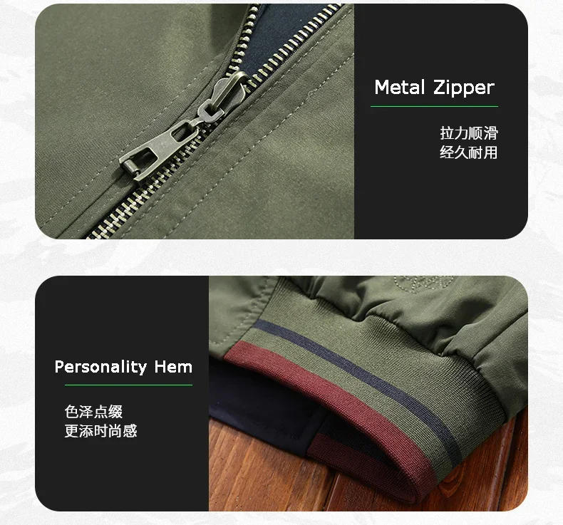 Description Picture 6 of itemAutumn Windbreaker Cotton Jacket Men's MA-1 Bomber Jacket Casual Fashion Men's Double-sided Wear-resistant Baseball Coat