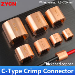C-Type Red Copper Crimp Connector Clip Buckle Wire CCT 10/16/20 Quick Connection Terminal Cable Clamp Branch ﻿