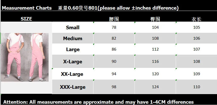 Description Picture 2 of itemPink Retro Men's Jeans Jumpsuits Denim Strap Pants Fashion Streetwear Cowboy One Piece Pants Distressed Casual Trousers for Men