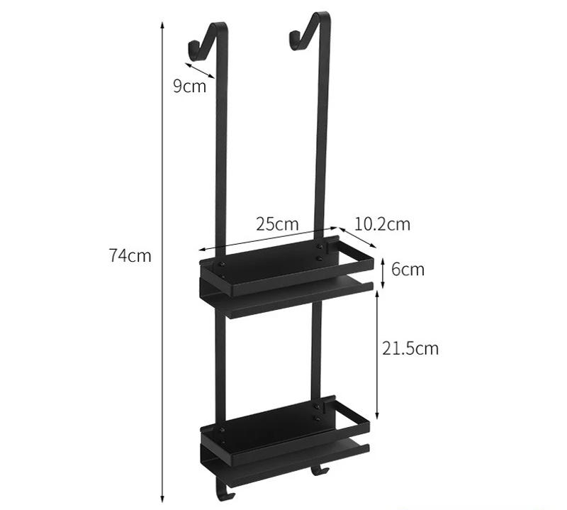 Description Picture 3 of itemBath Shelf Bathroom Accessories Black Shower Room Hanging Basket Removable Storage Rack Stainless Steel Shampoo Holder With Hook