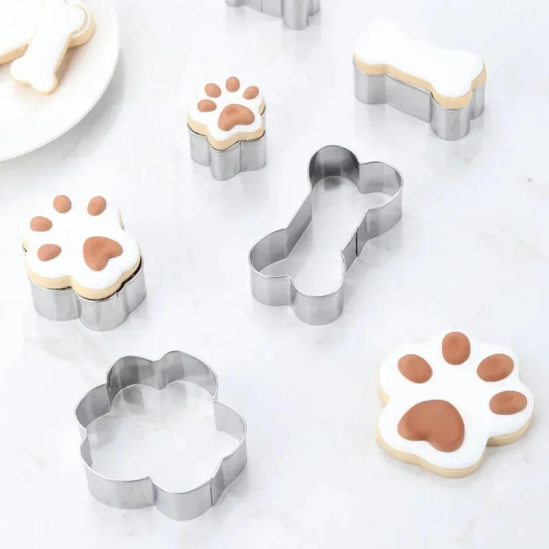 Description Picture 4 of item4pcs/set Cookie Cutter Pet Dog Bone Paw Shaped Stainless Steel Mold DIY Cake Sugarcraft Pastry Biscuit Mould Kitchen Baking Tool