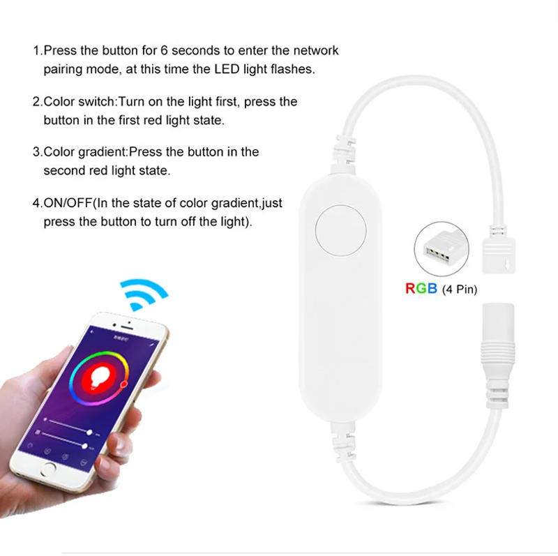 Description Picture 4 of itemTuya LED Strip Controller,Homekit Smart Home RGB Led Controller,DC interface/4pin Wifi Switch for 12V 5050/2835 COB Neon Light