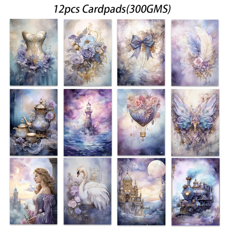 Description Picture 5 of itemJAIIMAN 44pcs(12cards+32stickers) Purple Dream Junk Journal Set,Perfect for Journal Supplies,Arts Crafts,Scrapbooking Supplies