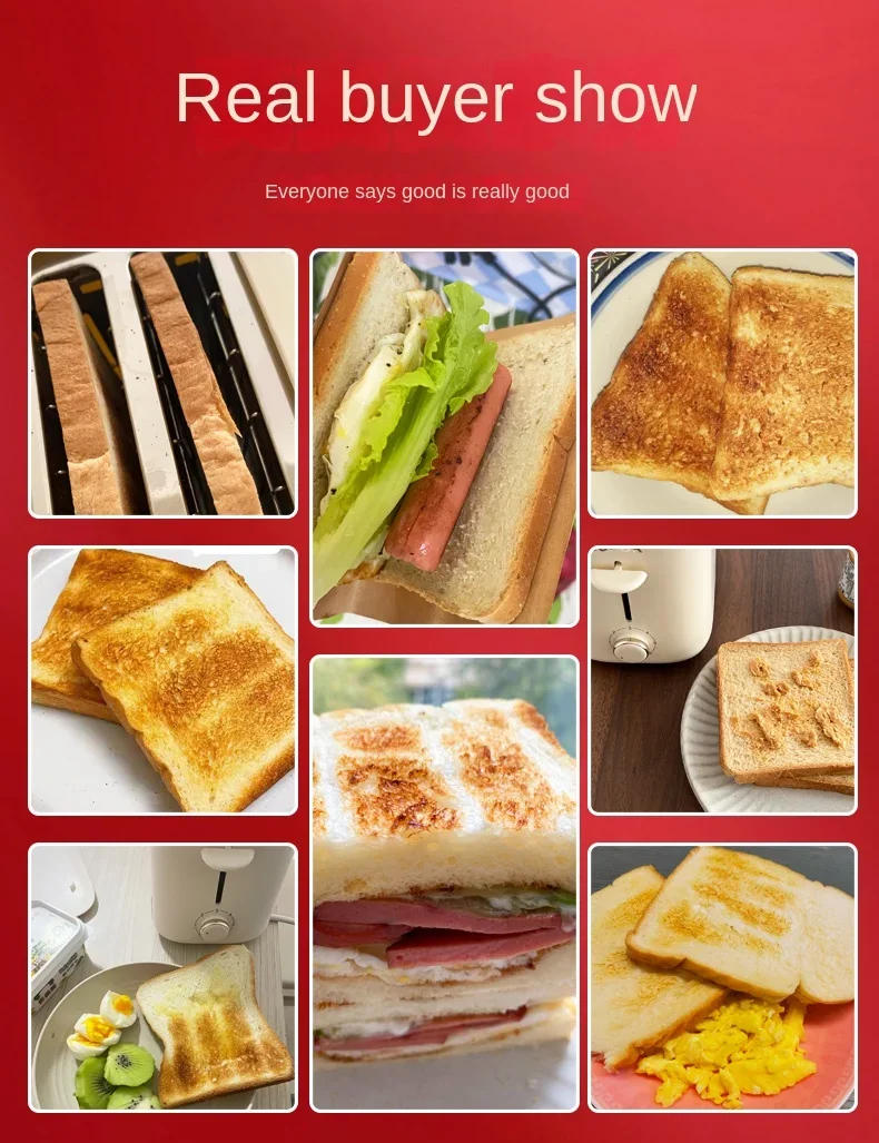 Description Picture 2 of itemSubor Bread Maker, Compact 2 Slice Toaster, Household Breakfast Machine, 6 Browning Settings, 220V