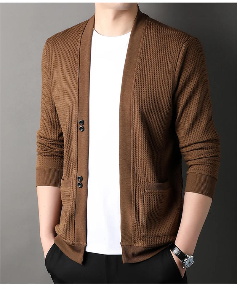 Description Picture 5 of itemMLSHP Solid Color Men's Sweaters High Quality Solid Color Single Breasted Cardigan Autumn Winter Casual Male Sweaters 4XL