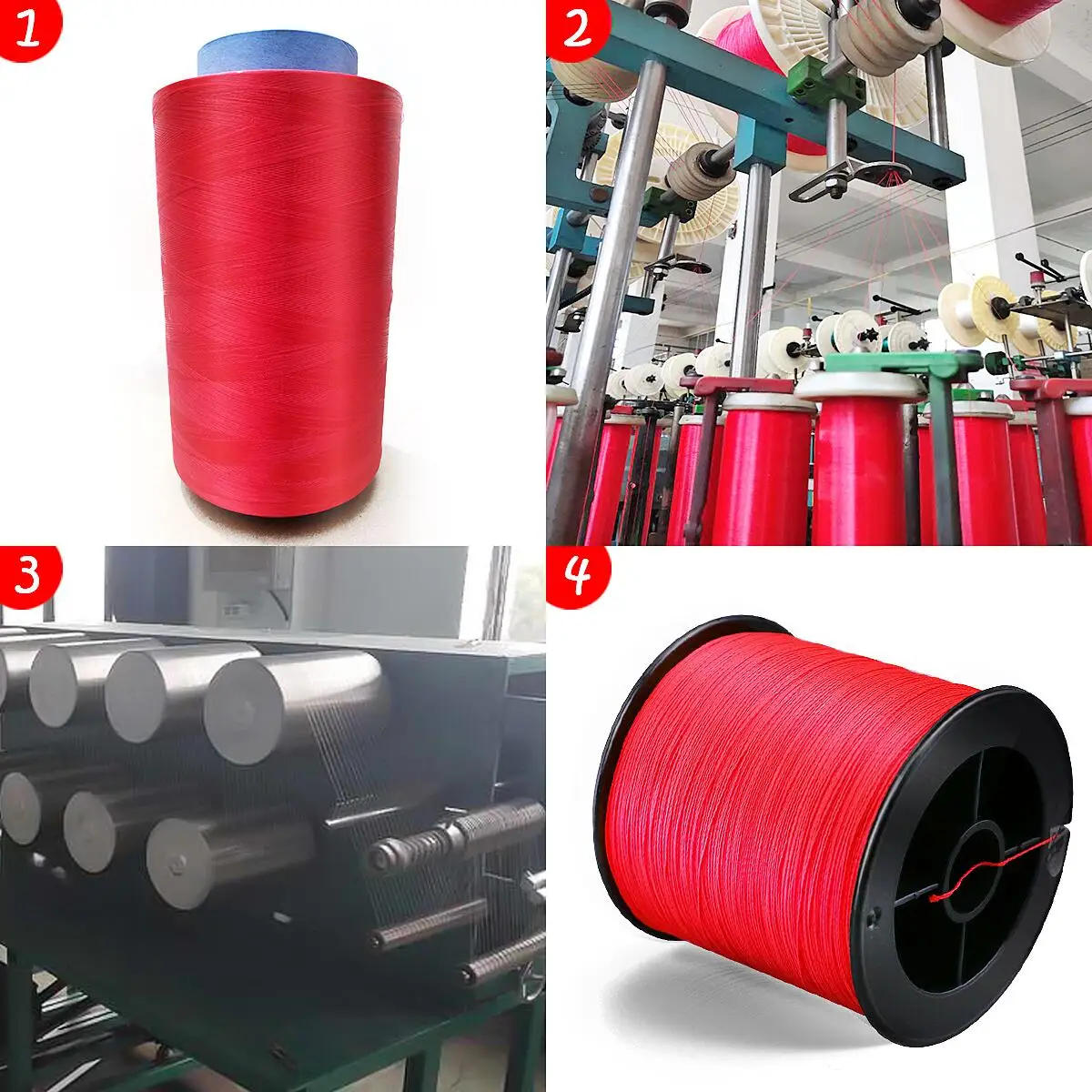 Description Picture 2 of itemBraided Fishing Line PE 100M 300M Color Never Come Off Red 4 Strands Thread Fishing Cord 2-100LBS 0.06-0.55mm Super Rope Sea