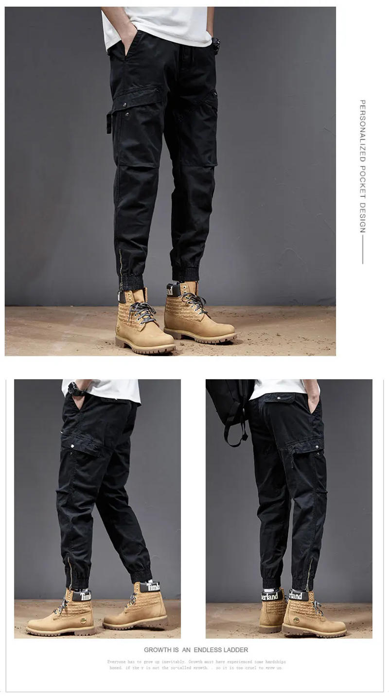 Description Picture 5 of itemLean Drawstring Casual Pants Solid Color Drawstring Hundred With Loose Version Of The Work Pants Loose Jogging Pants