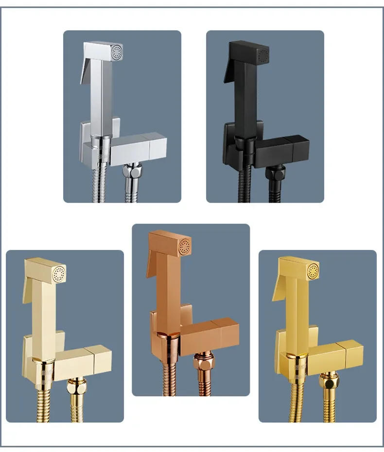 Description Picture 3 of itemWall Mounted Toilet Bidet Sprayer Set Brass Single Cold Shattaf Bathroom Sprayer Shower Bidet High Pressure Gun Chrome Gold