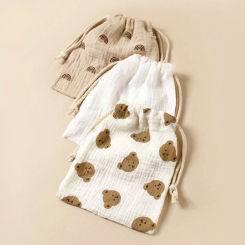3pcs Mommy Bag For Outdoor Stroller Hanging Storage Pouch Candy Gift Drawstring Printed Bag For Baby Dustproof Package For Room