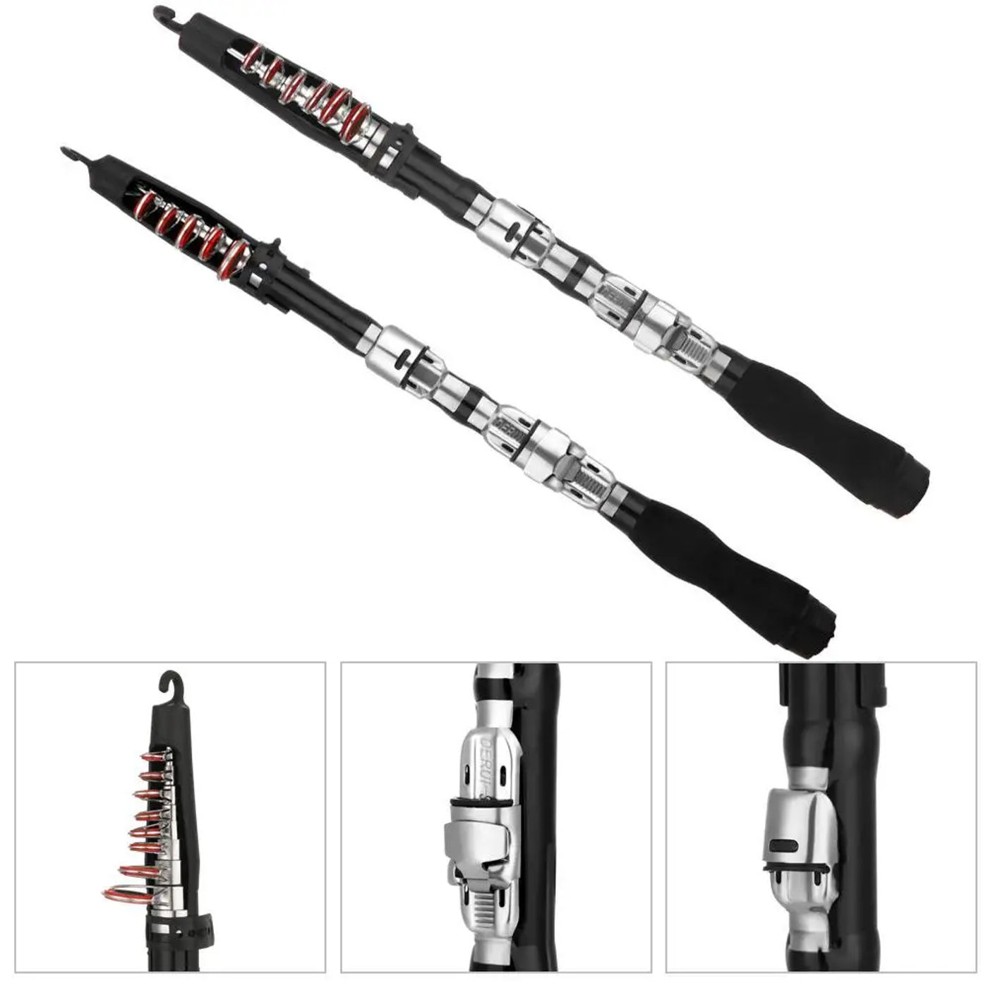 Description Picture 5 of itemPortable Telescopic Fishing Rod Hard Carbon FRP Retractable Fish Tackle Tool Sea Pole Rods Fishing Equipment 1.5/1.7/1.9/2.1m