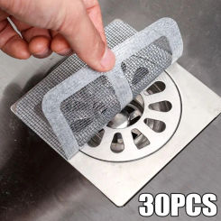30Pcs Floor Drain Sticker Disposable Filter Mesh Stickers Bathroom Hair Catcher Shower Drain Cover Anti-Blocking Sink Strainers
