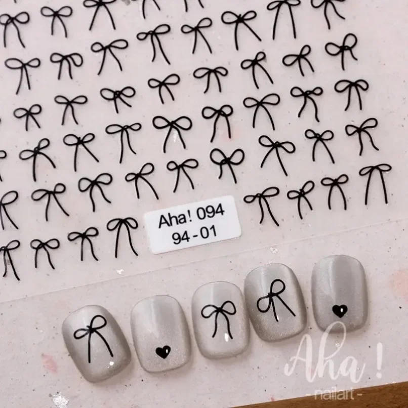 Description Picture 5 of itemBlack White Pink Mini Bowknot Design Nail Art Sticker Self Adhesive Lace Ribbons Bow Butterfly Decals Nail Art Decoration
