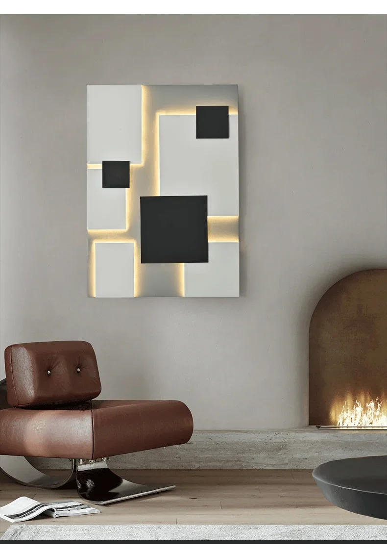 Description Picture 5 of itemNordic Creative Design Wall Light Indoor Aisle Stair Decor Light Parlor Bedroom Wall Sconce Hallway Porch Light Square Art Lamp