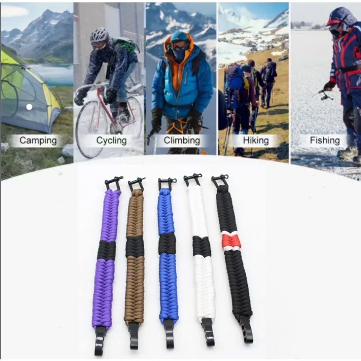 Description Picture 4 of item7-Core Brazilian Judo Paracord U-Shape Adjustable Buckle Braided Bracelet Wilderness Emergency Camping EDC Accessories