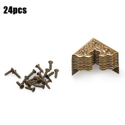 25mm Antique Furniture Corner Protector With Screws Metal Crafts Jewelry Box Corner Foot Wooden Case Corner Desk Decorate