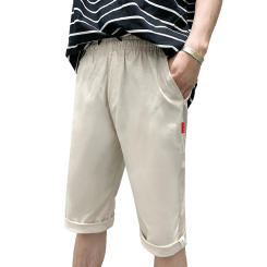 2024 Summer New Men's Casual Pants Loose Cotton Solid Color Seven-Minute Pants Casual Versatile Thin Section Seven-Minute Pants