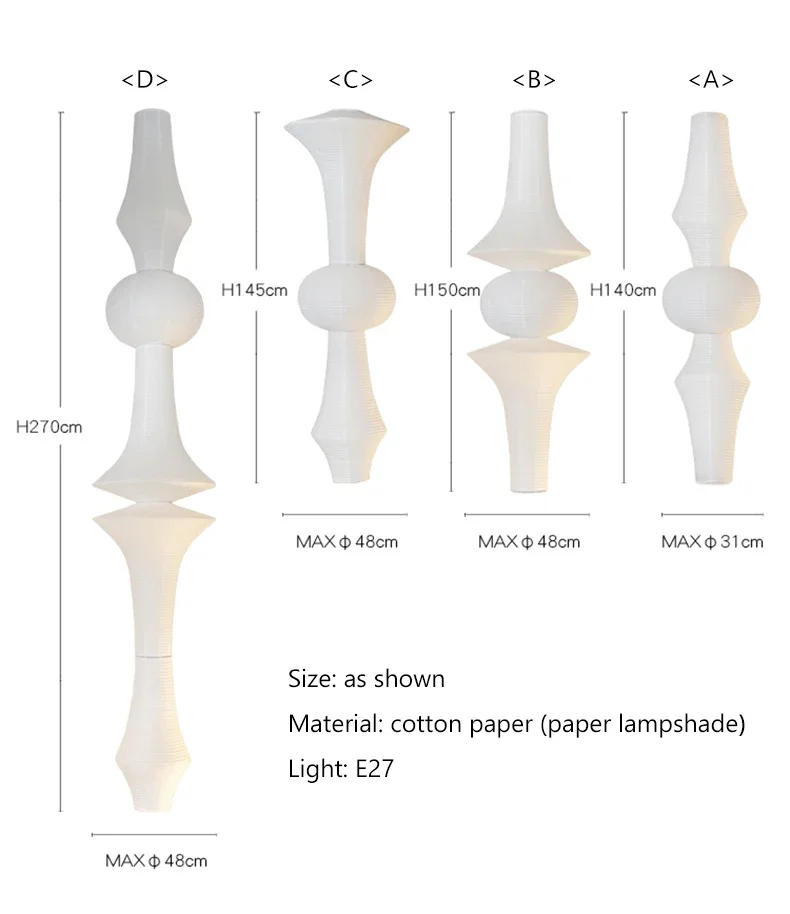 Description Picture 4 of itemNordic Wabi Sabi Wind Rice Paper Led Pendant Lights Living Room Bedroom Corner Chandelier Duplex Loft Home Decor Bedside Lamp