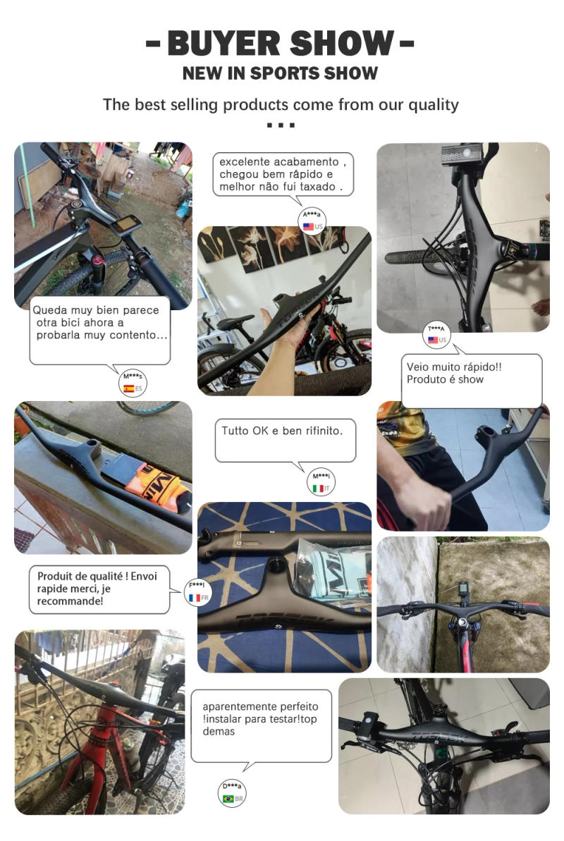 Description Picture 2 of itemTOSEEK MTB Bicycle Handlebar and Stem -17 Degrees Carbon Fibre Integrated Handlebar Mountain Bike Parts 28.6mm Matte Black