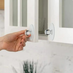 10PCS Transparent Crystal Door Knobs Cabinet Drawer Door Knobs Handles Self-adhesive Handle with Hook Function Door Wall Decor