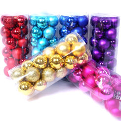 24pcs 3cm Glitter Christmas Ball Ornament Hanging Bauble Ball Gold Pink Champagne Christmas Tree Decorations New Year Gift