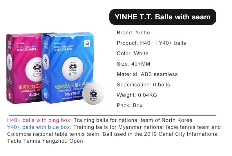 Description Picture 4 of itemYINHE Table Tennis Balls 6 Pcs 40+ ITTF Approved Ping Pong Balls ABS New Material Good Roundness Fine Rebounce
