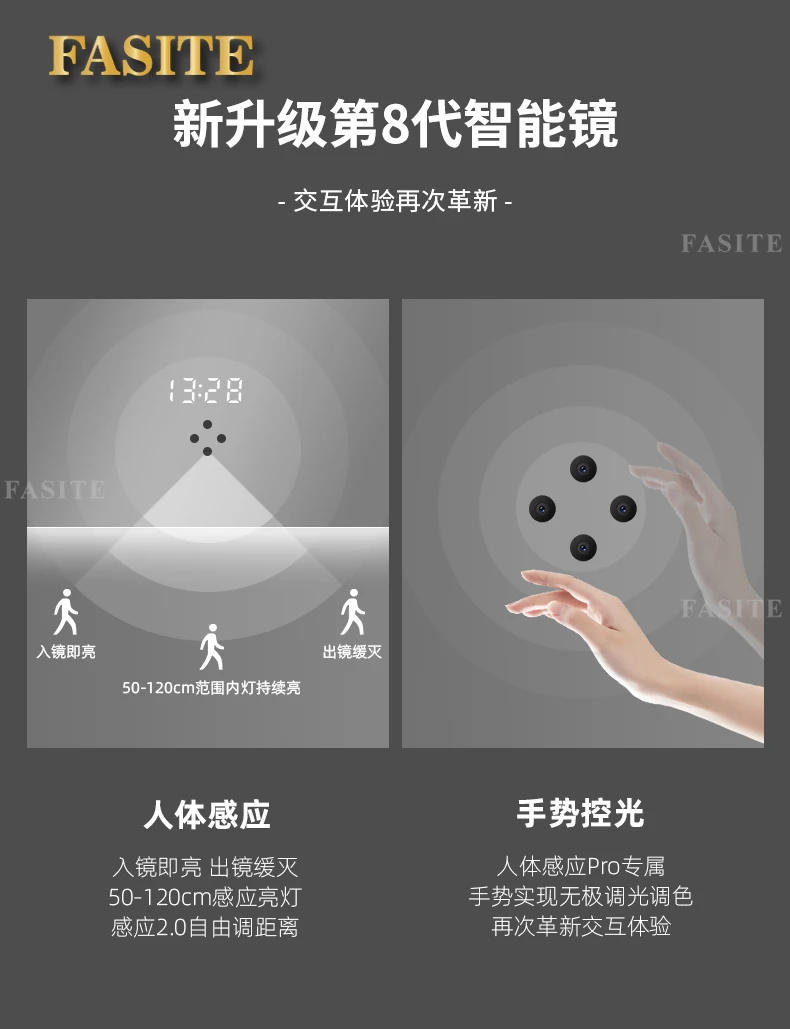 Description Picture 6 of itemLed Bathroom Shower Mirror Wall Mounted Anti Fog Smart Mirror Large Dressing Table Espejo Pared Mirrors With Lights EB5BM