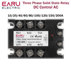Three Phase DC Control AC Solid State Relay Module SSR 10A 25A 40A 60A 80A 100A 120A 150/200A SSR 5-32VDC to 24-480VAC Heat Sink
