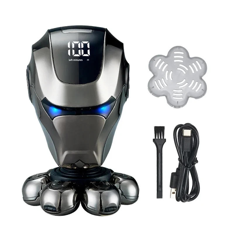 Description Picture 3 of item5-IN-1 Men Rechargeable Bald Head Electric Shaver 7D Floating Blade Head Beard Nose Ear Hair Trimmer Razor Clipper Facial Brush