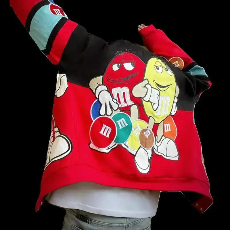 Description Picture 6 of itemCartoon Jacket Women Embroidery Oversized Varsity Jacket Men Spring Autumn Baseball Bomber Coat Outwears Women Clothing Youthes