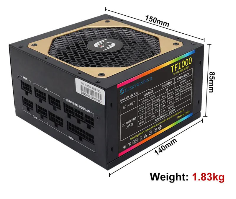 Description Picture 5 of itemT.F.SKYWINDINTL 1000W Rgb ATX 1000 WATT PC Power Supply PC Modular Psu Switching Gaming Mining Power Supplies Computer Source