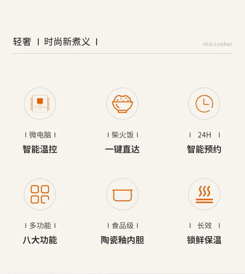 Description Picture 4 of itemRice cooker household multifunctional ceramic glaze inner pot automatic intelligent anti-spill 2-3-4-5 person rice cooker 5L