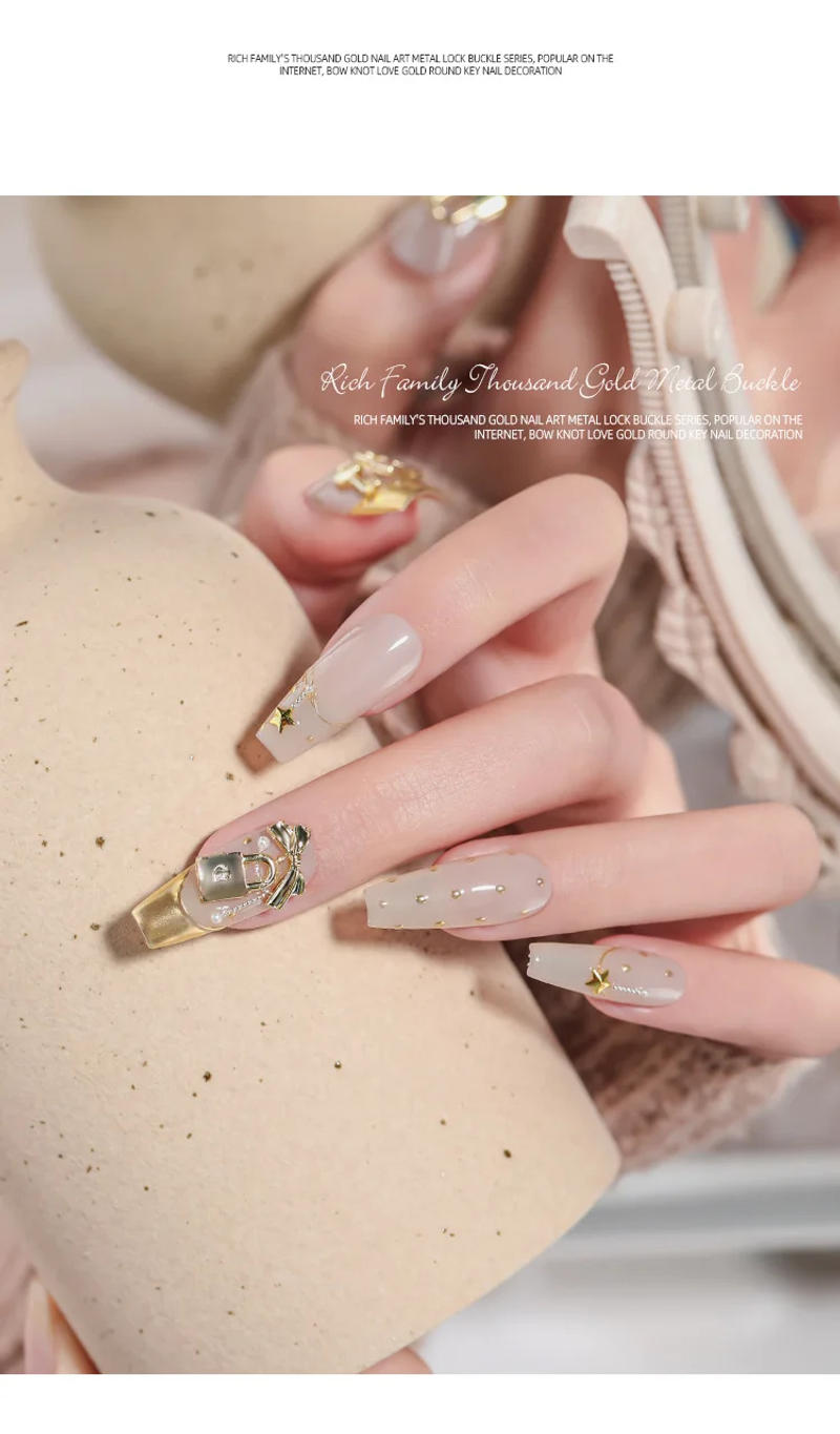 Description Picture 6 of item20PCS 3D Mini Alloy Love Key Lock Glossy Gold Silver Metal Nail Art Rhinestones Decorations Manicure Cute Ornaments Accessories