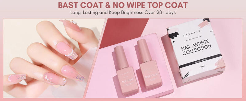 Description Picture 6 of itemMakartt No Wipe Top Coat and Base Coat Kit, Clear Gloss Shiny Stain Resistant General Gel Top Coat Nail Polish UV and Primer