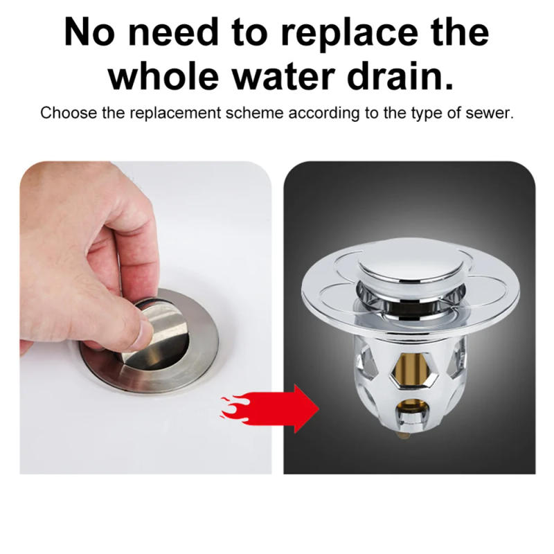 Description Picture 4 of itemUniversal Stainless Steel Basin Pop-Up Bounce Core Basin Drain Filter Hair Catcher Sink Strainer Bathtub Stopper Bathroom Tool