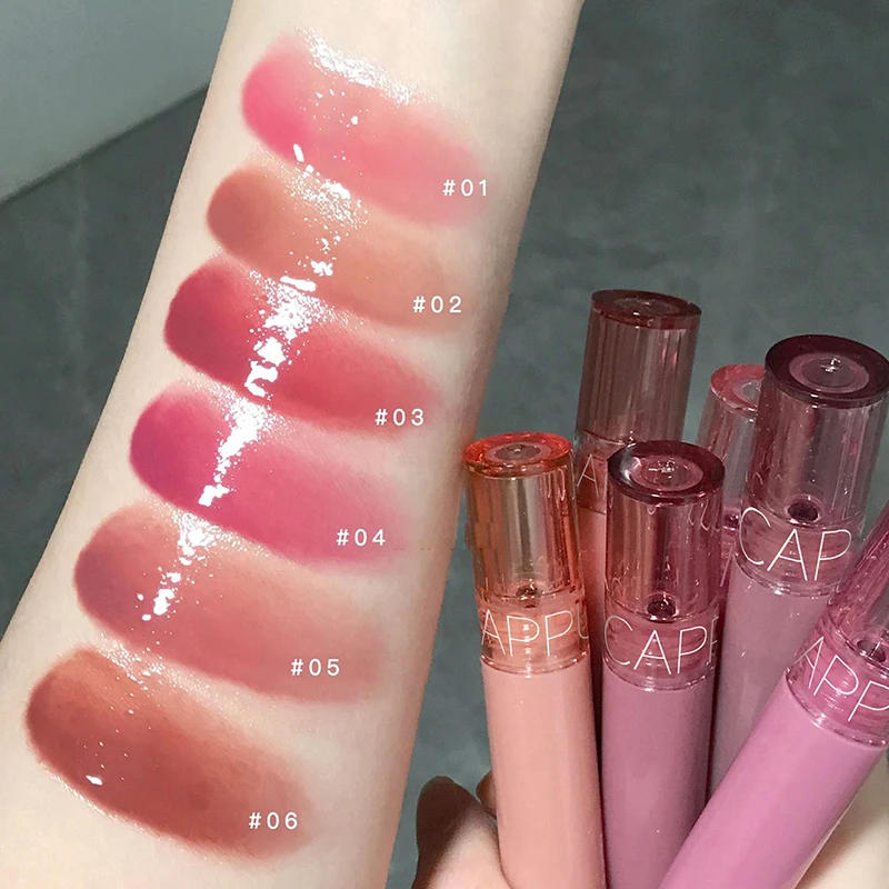 Description Picture 3 of itemCrystal Jelly Lip Gloss Moisturizing Water-light Clear Lip Oil Waterproof Long Lasting Nude Glossy Grape Red Lip Tint Makeup