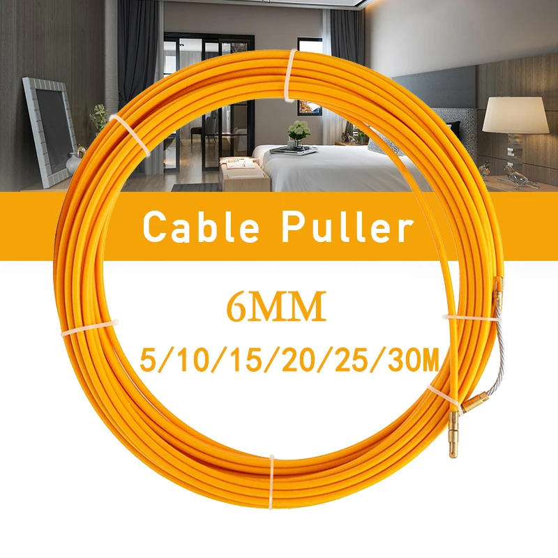Description Picture 2 of item5M/10M/15M/20M/25M/30M 6mm Fiberglass Electric Cable Push Pullers Cable Reel Duct Snake Rodder Fish Tape Wire Threading Aid Tool