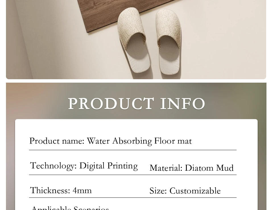 Description Picture 4 of itemBathroom Carpet Non-slip Water Absorption Rug Diatom Mud Imitation Wood Grain Pattern Square Mat Kitchen Home Decoration Mats