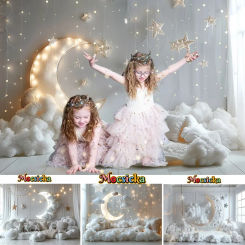 Baby Show Photography Background Golden Twinkling Sparkling Moon Backdrop Decor Child 1st Birthday Cake Smash Photo Studio