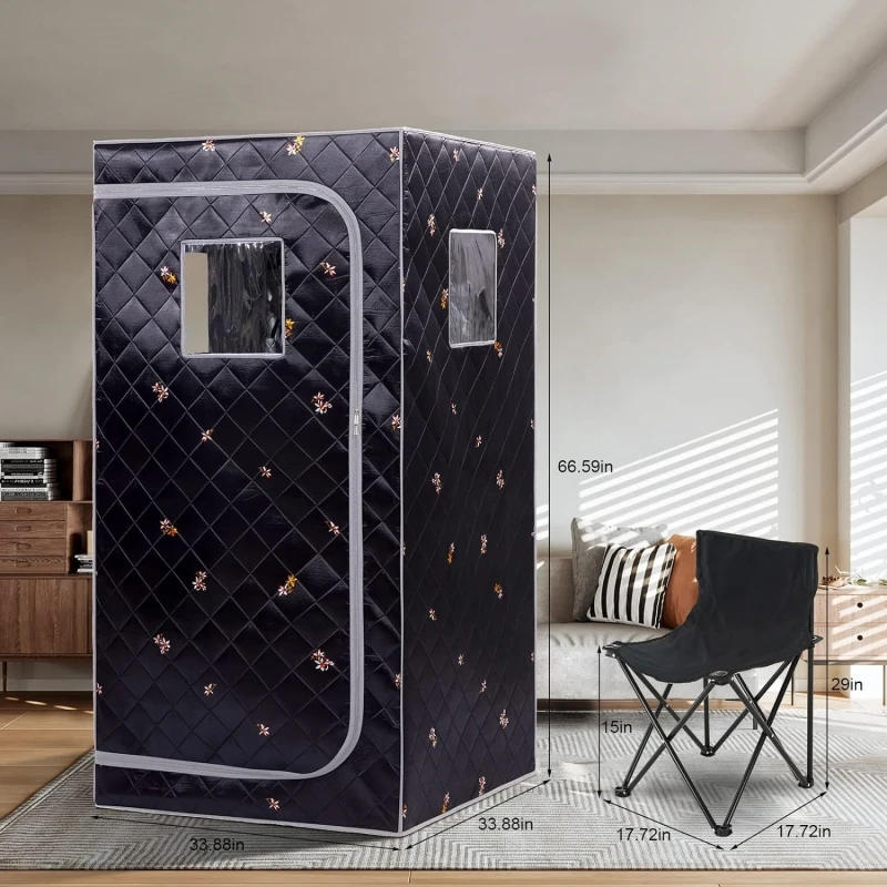 Description Picture 5 of item1500W Steam Sauna Portable Home Steam Sauna Full Size Personal Sauna Spa Box with 4L Steam Generator and Foldable Chair