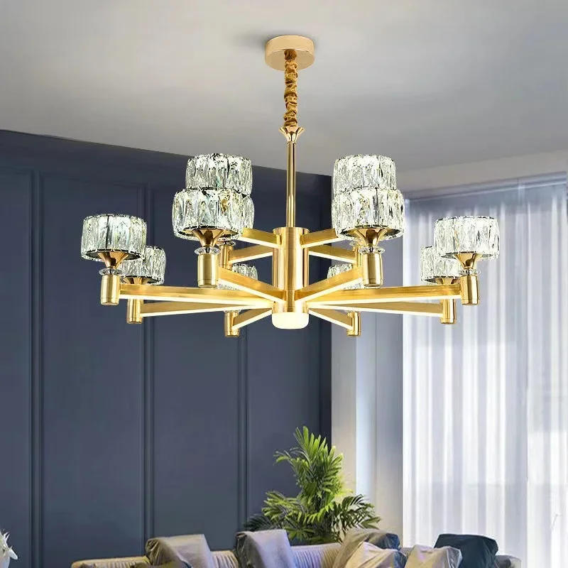 Description Picture 3 of itemModern Light Luxury Living Room Led Crystal Chandelier Indoor Minimalist Luxury Dining Room Bedroom Gold and Black Ceiling Lamps