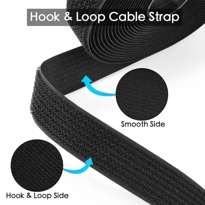 Description Picture 4 of item10/5M Reusable Nylon Fastening Cable Ties Hook Loop Adjustable Self-Adhesive Securing Strap Fastener Tape Cable Cord Management