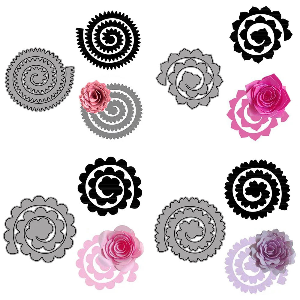 Description Picture 6 of item24 Styles Spiral Flower Metal Cutting Dies Scrapbook Embossing Circle Die Cuts Photo Album Cutter Paper DIY Craft Cutting Die