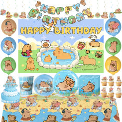 Capybara Birthday Party Decoration Cute Animal Disposable Tableware Cup Plate Napkin Tablecloth for Kids Baby Shower Supplies