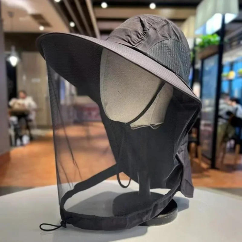Description Picture 5 of itemFoldable Mosquito Hat With Hidden Net Mesh Repellent Insect Bee Protection Casual Outdoor Sunscreen Fishing Cap Panama Hat