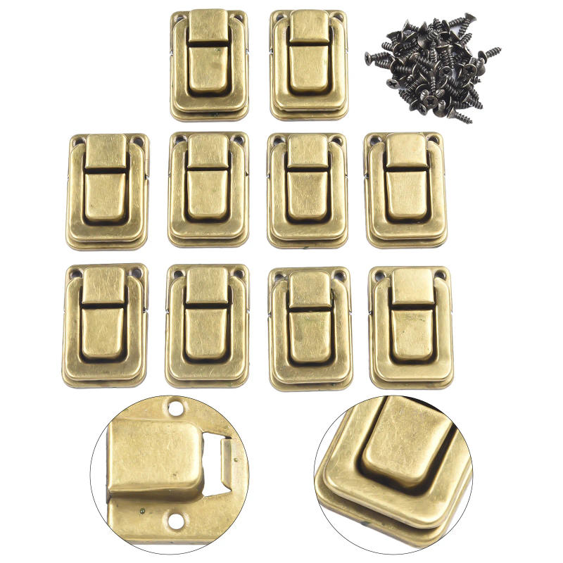 Description Picture 5 of item10PCS Antique Lock Metal Hasps Latch Jewelry Box Decorative Padlock Vintage Wooden Box Latch Buckle Cabinet Furniture Hardware