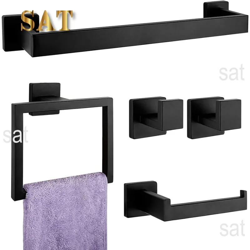 Description Picture 2 of itemPieces Matte Black Bathroom Hardware Accessories Set,  Stainless Steel Bath Towel Bar Set