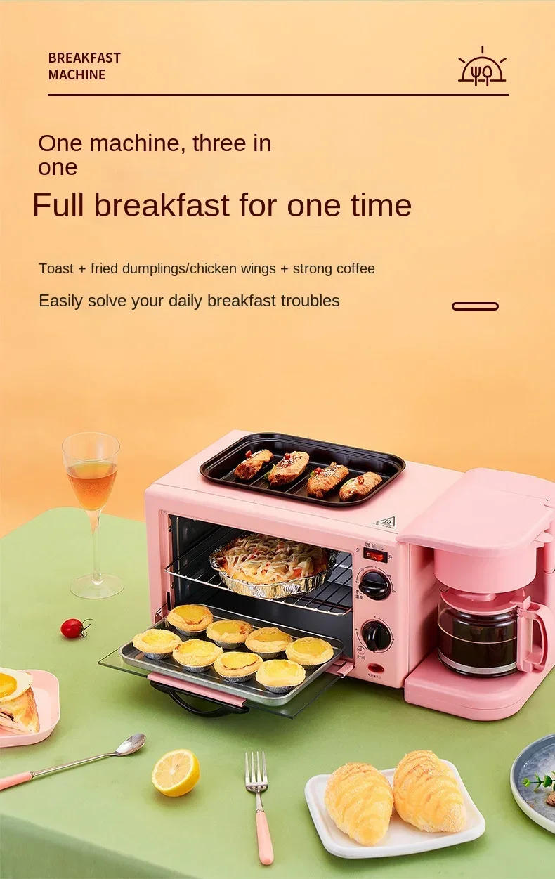 Description Picture 6 of itemThree-in-one Breakfast Machine, Multi-function Household Oven, Automatic Toaster, Coffee Machine Toaster