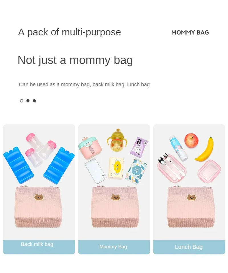 Description Picture 6 of itemMaternity Bag Cute Bear Baby Diaper Bag Lightweight Portable Handbags Mummy Outdoor Nappy Storage Bags Insulated Lunch Bags