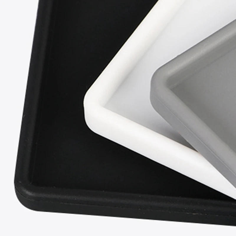 Description Picture 3 of itemSilicone Plastic Flat Tray 276mm Square Anti-slip Twistable Stand Mobile Holder Bathroom Soap Tray Coffee Tea Cutlery Holder