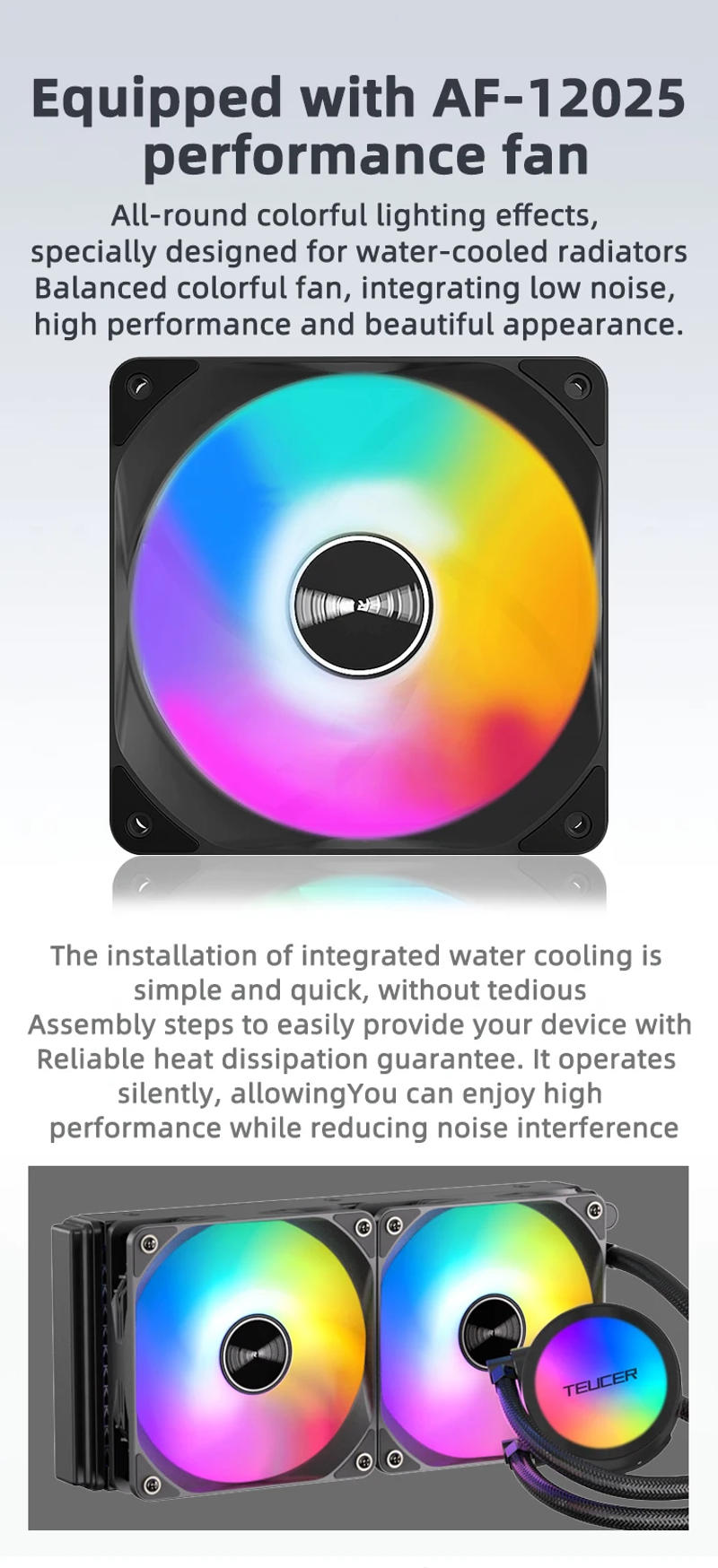 Description Picture 5 of itemTEUCER AF-120 Water Cooler 12cm RGB Fan Processor Heatsink 120mm PC Water Cooling Radiator For intel 2011/1700/155X AMD AM4 AM5